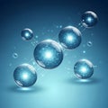Digital design with translucent spheres on a blue background, resembling futuri Royalty Free Stock Photo