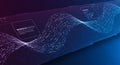 Abstract digital display featuring a flowing, wave-like data stream made up of binary Royalty Free Stock Photo