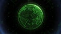 Abstract Digital Earth Still Image Number Data Line Connection. Futuristic Green Sphere Rotation Concept Illustration Background