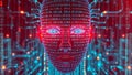 Abstract digital face made of binary code and data backgroumd image Royalty Free Stock Photo
