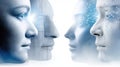 Abstract Digital Faces Connection Futuristic Technology Royalty Free Stock Photo