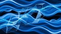 Abstract digital of flowing blue waves and geometric network Royalty Free Stock Photo