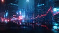Abstract Digital Financial Data Visualization, Generative AI Royalty Free Stock Photo