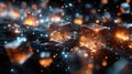 Abstract digital floating blocks with black and colorful lights. Future. AIG53.