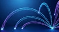 Abstract Digital Flow Glowing Arcs of Light on a Dark Blue Background Royalty Free Stock Photo