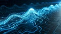Abstract Digital Flow - Illuminated Data Stream with Glowing Blue Lines and Nodes Royalty Free Stock Photo