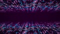 Abstract digital flow particles. Cyber network connection background. Big data visualization. Technology backdrop. 3d rendering Royalty Free Stock Photo