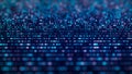 Abstract digital flow particles. Cyber network connection background. Big data visualization. Technology backdrop. 3d rendering Royalty Free Stock Photo