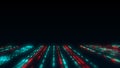 Abstract digital flow particles. Cyber network connection background. Big data visualization. Technology backdrop. 3d rendering Royalty Free Stock Photo
