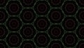 Abstract digital flowers. Creative seamless pattern on black background.