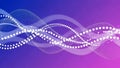 Abstract digital with flowing white dotted lines and translucent waves on a purple gradient Royalty Free Stock Photo