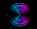 Abstract digital future wave lines vector background in circle shape. Tech music sound concept. Electronic light rounds