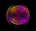 Abstract digital future wave lines vector background in circle shape. Tech music sound concept. Electronic light rounds Royalty Free Stock Photo
