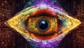 Abstract digital futuristic stock photo featuring an eye as the central focus