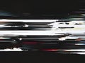 Abstract digital glitch art background with horizontal white lines and dark noise creating distorted visual effect Royalty Free Stock Photo