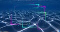 Abstract digital glitch overlay on rippling underwater surface with light refraction patterns Royalty Free Stock Photo