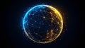 Abstract digital globe with glowing network connections on a dark background. Royalty Free Stock Photo