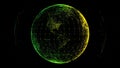 Abstract digital globe with network connections, data visualization on black background. Royalty Free Stock Photo