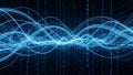 Abstract digital of glowing blue waveforms and binary code streams Royalty Free Stock Photo