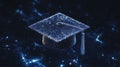 Abstract digital a graduation cap on a dark blue background Royalty Free Stock Photo