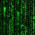 Abstract digital green code matrix with glowing binary patterns Royalty Free Stock Photo