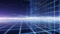 Abstract Digital Grid Data Network Technology Landscape Interconnected Lines Cyber World Visualization Royalty Free Stock Photo