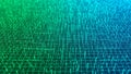 Abstract digital grid with glowing green and blue particles and lines creating a futuristic data visualization Royalty Free Stock Photo