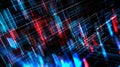 Abstract digital grid with glowing red and blue lines and cubes technology network Royalty Free Stock Photo