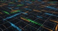Abstract Digital Grid Network with Neon Light Trails - Futuristic Technology Concept Royalty Free Stock Photo