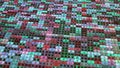 Abstract digital grid with symbols changing fast, seamless loop. Animation. Endless rows of small cells with letters and Royalty Free Stock Photo