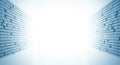 Abstract Digital Grid Tunnel with Bright White Light at the End corridor Royalty Free Stock Photo