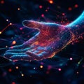 Abstract digital hand with glowing network connections in futuristic design Royalty Free Stock Photo