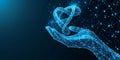 Abstract Digital Hand Holding DNA Structure Blue Network Art Data Hope Care Clean Image Future Royalty Free Stock Photo