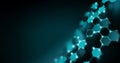 Abstract digital hexagonal grid with glowing blue connections on dark background representing technology and network concepts Royalty Free Stock Photo