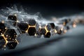 Abstract Digital Hexagons with Glowing Lines for Modern Tech Design and Innovation Generative AI Royalty Free Stock Photo