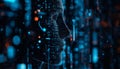 Abstract Digital Human Head Profile with Glowing Circuitry Artificial Intelligence Royalty Free Stock Photo
