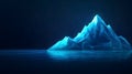 Low Poly Digital Iceberg Floating in Dark Ocean Royalty Free Stock Photo
