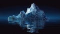 Abstract digital iceberg. Water surface on a dark night background. Ice underwater and mountain. Royalty Free Stock Photo