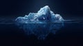 Abstract digital iceberg. Water surface on a dark night background. Ice underwater and mountain. Royalty Free Stock Photo