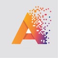 Abstract Digital A Icon with Pixelation Effect Royalty Free Stock Photo