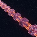 Abstract digital illustration of a blockchain concept. Connected glowing cubes form a Royalty Free Stock Photo