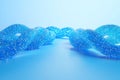 Abstract digital illustration of blue neural data networks visualizing artificial intelligence deep learning algorithms and cog