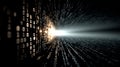 Digital Tunnel: Binary Code and Light Royalty Free Stock Photo