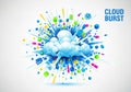 Abstract digital illustration features a central cloud surrounded by a dynamic Royalty Free Stock Photo