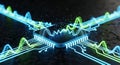 Abstract AI Chip Processing Data With Blue And Green Digital Waveforms Royalty Free Stock Photo