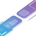 Abstract digital illustration featuring gradient blue and purple overlapping rectangles Royalty Free Stock Photo