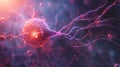 Abstract digital illustration of a neuron, a nerve cell, in a vibrant cosmic background Royalty Free Stock Photo