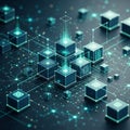 Futuristic Blockchain Network With Interconnected Digital Cubes Royalty Free Stock Photo