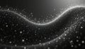 Abstract digital illustration shows dynamic pattern of light particles, small glowing points forming wavy lines across dark Royalty Free Stock Photo