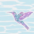 Abstract digital illustration with silhouette of a hummingbird Royalty Free Stock Photo